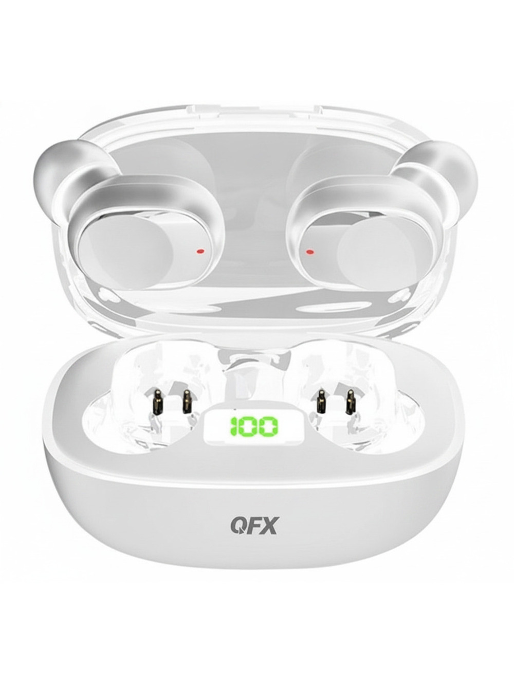 QFX HP-E50 Wireless Bluetooth 5.3 TWS Earbuds White Charging Case IPX4 New
